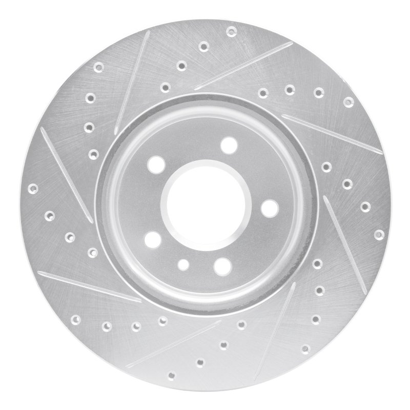 Buick Cascada Brake Rotor (1) - Front Right - R1 Concepts - Drilled & Slotted - Silver - `14-`19